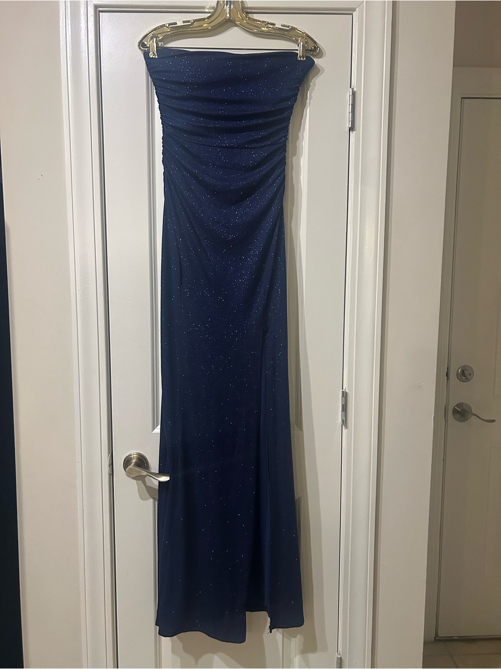 Windsor Strapless Navy Sparkle Gown